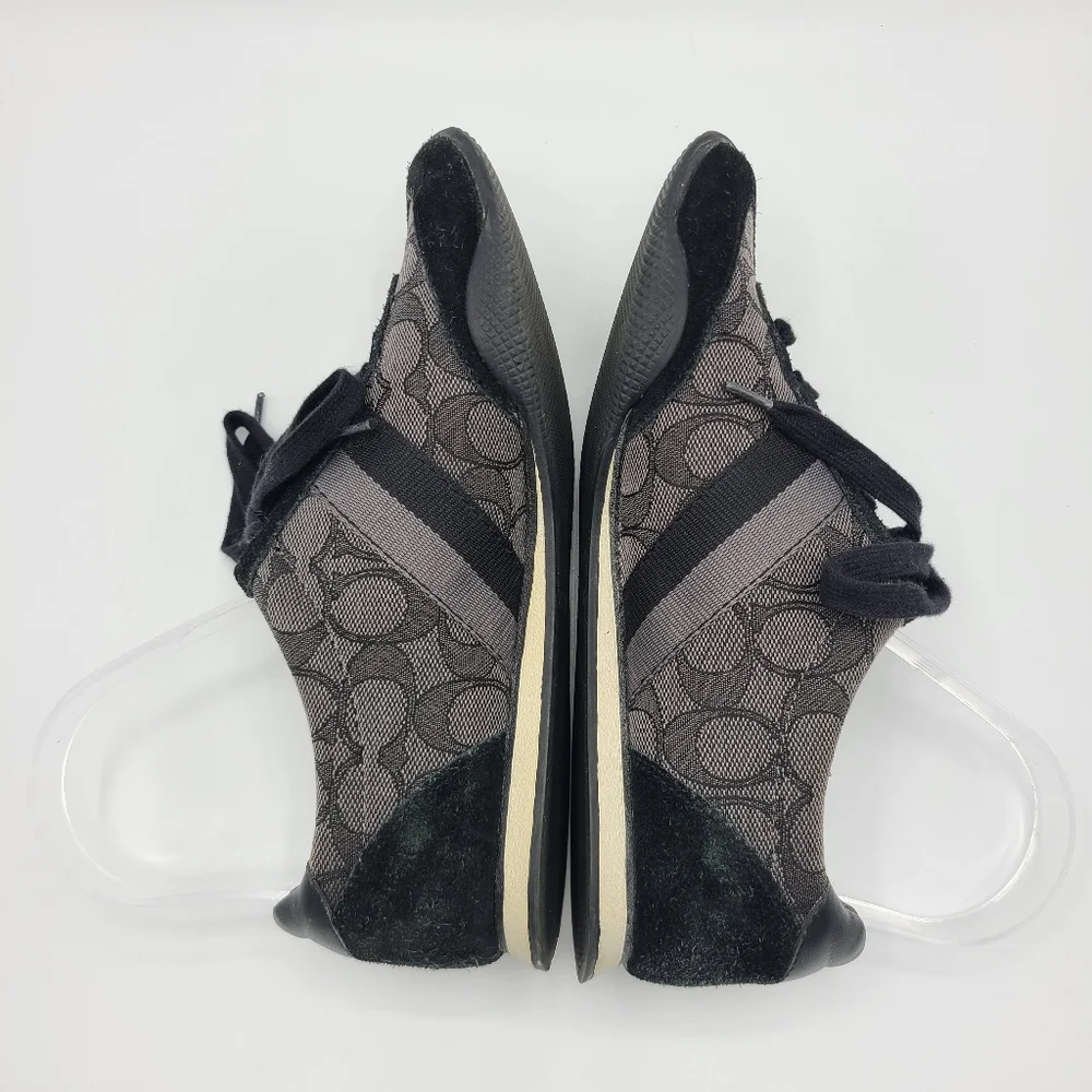 Coach Kelson Signature C Black Gray Suede Leather Sneakers 7